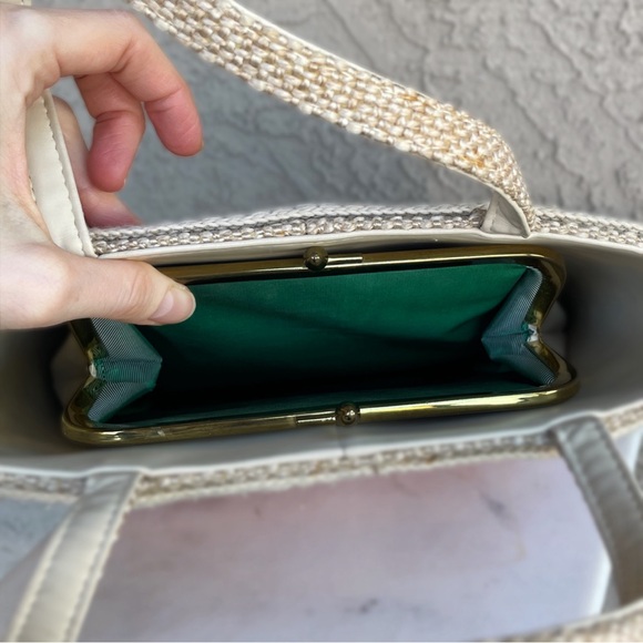 VINTAGE 60s 70s JR Miami Julius Rednik Orange Woven Yarn & Needlepoint Tote Bag - Picture 7 of 11